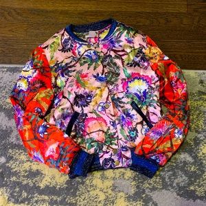 H&M Floral Silk Bomber Jacket Size 4 Excellent Condition Sold Out